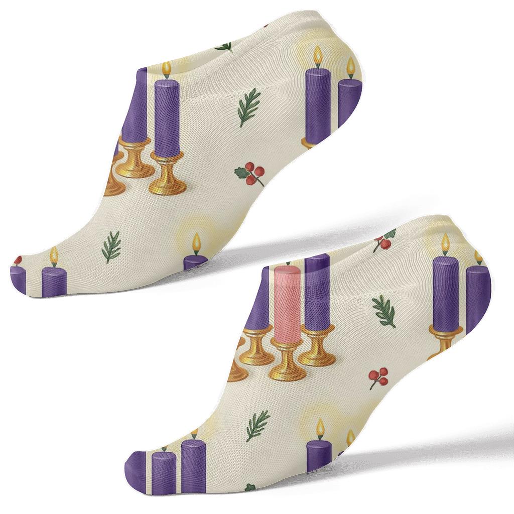 Gold Holders And Advent Candles Quartet Grid On Winter White comfortable cotton ankle socks
