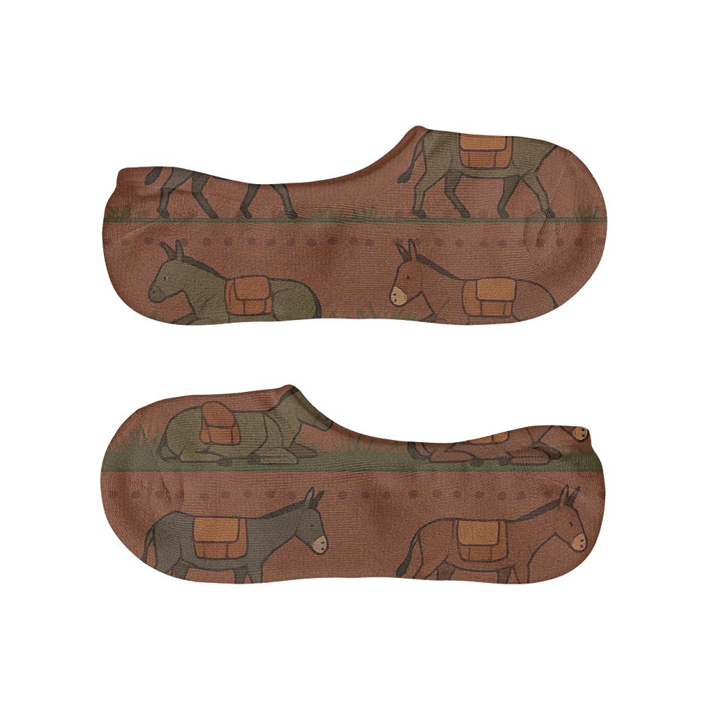 Meadow Caravan Donkey Pattern Bands anti-slip no-show socks