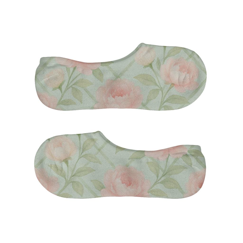 Pastel Peony Lattice Garden trendy no-show sock styles