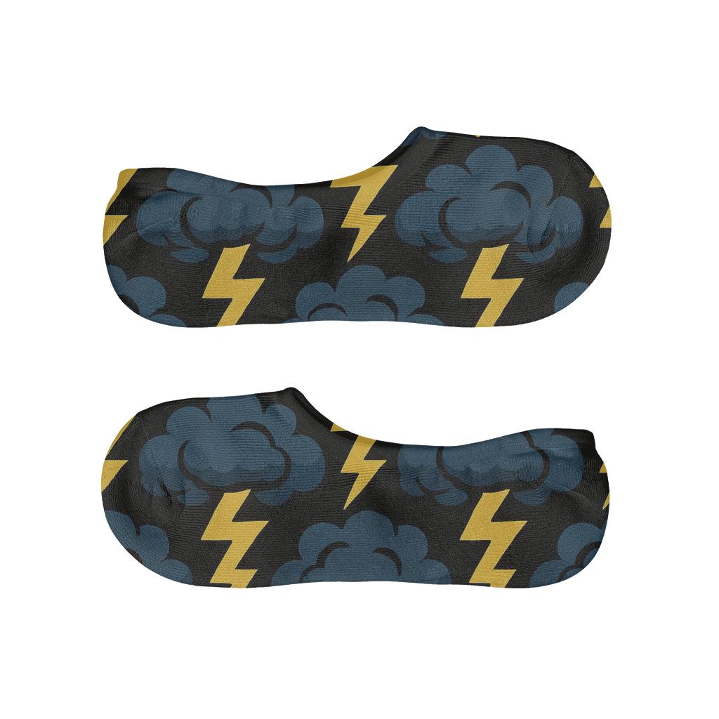 Storm Lattice Lightning Cloud Grid designer print no-show socks