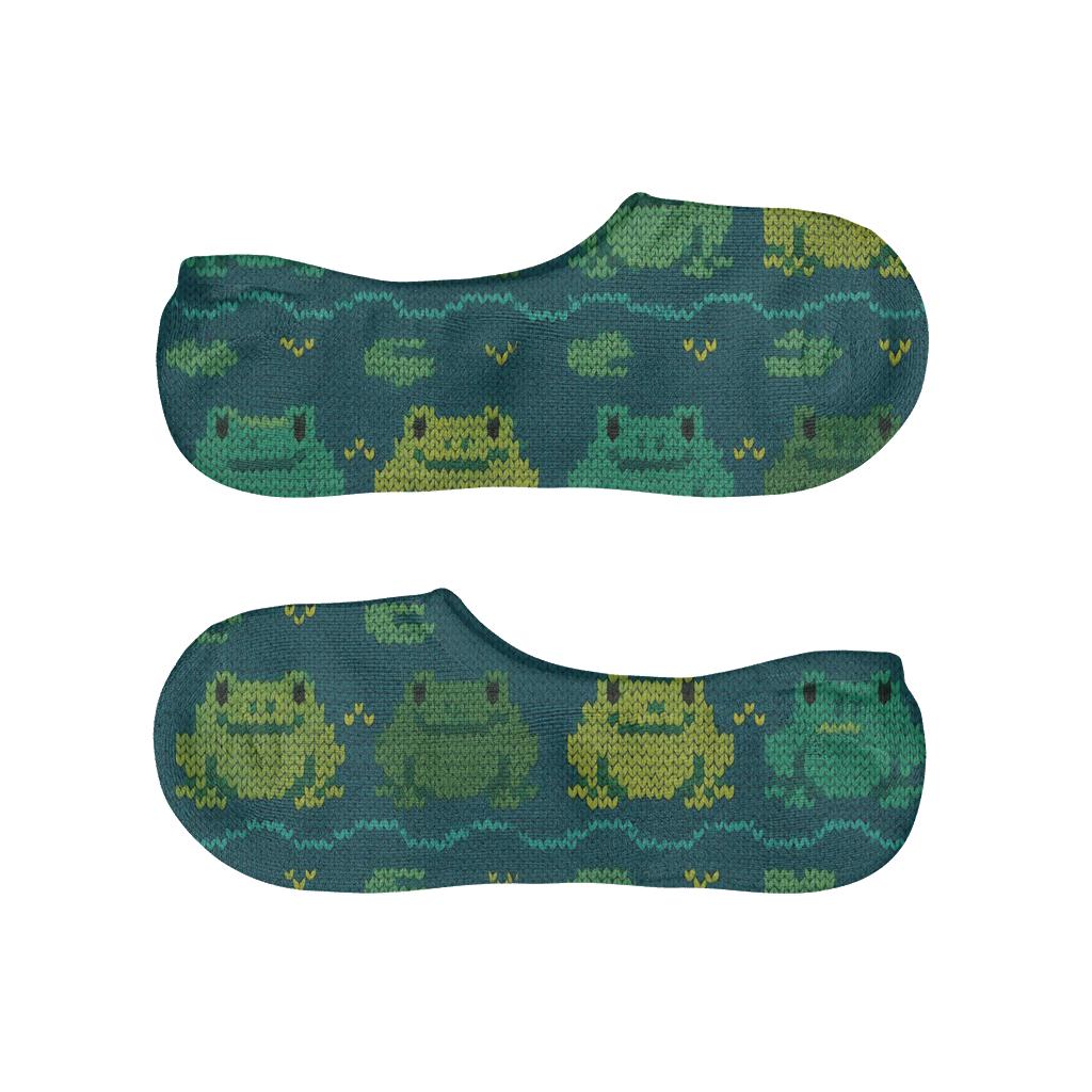 Pond Festival Frog Fair Isle custom no-show socks