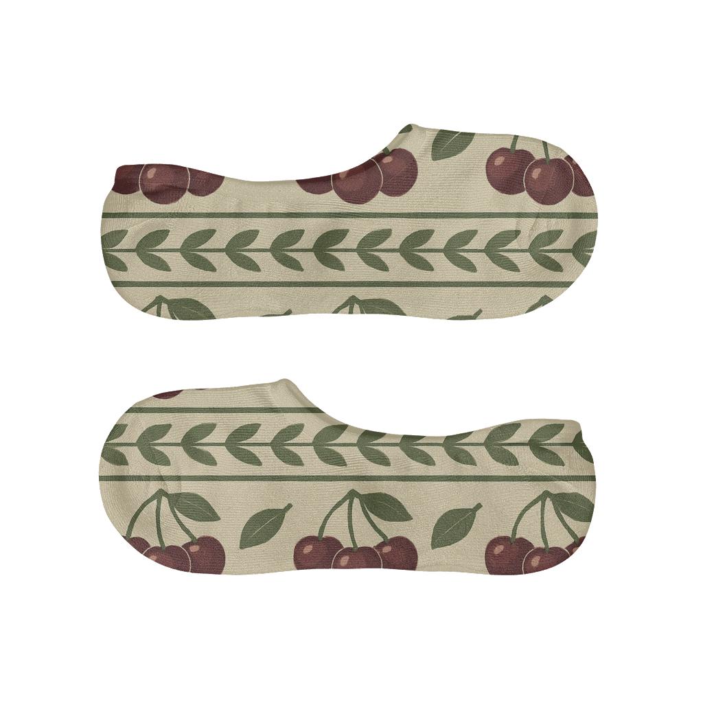 Cream Market Cherry Stripe Bands anti-slip no-show socks