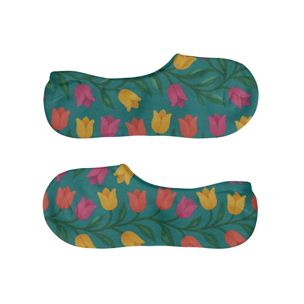 Tropical Tulip Wave Garland soft cotton no-show socks