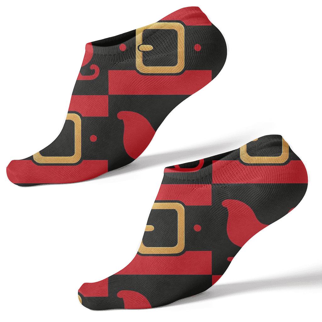 Santa Sleigh Silhouette Belt Grid unique graphic ankle socks
