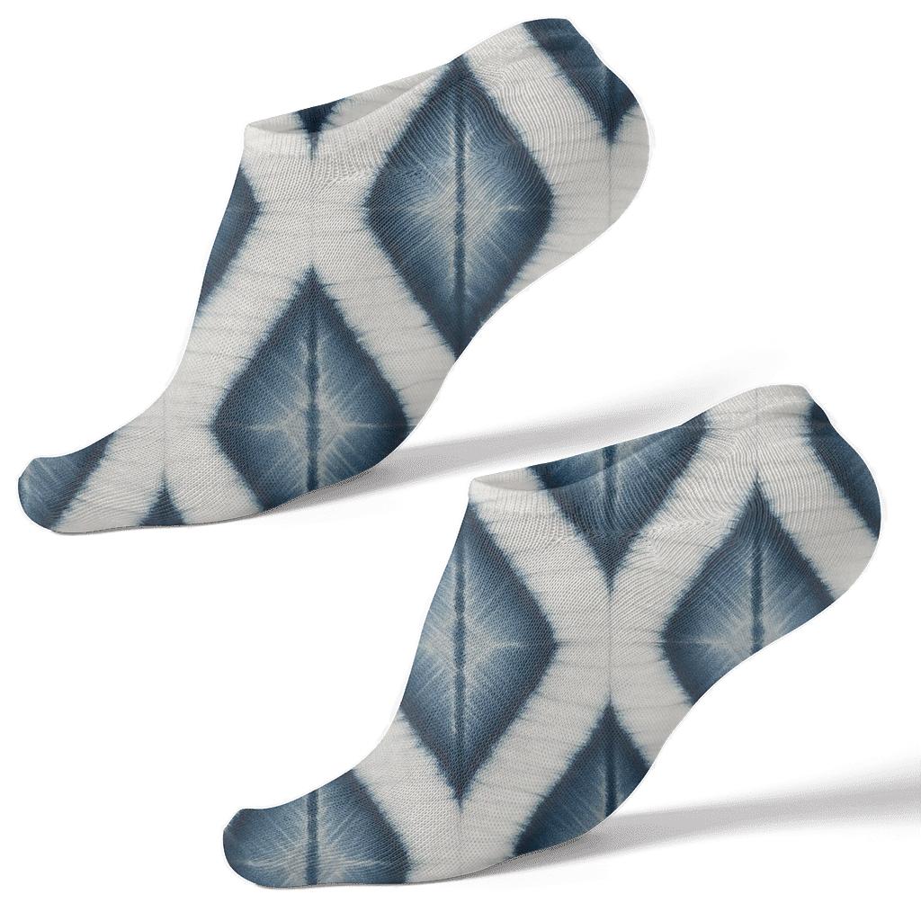 Indigo Shibori Diamond Columns personalized ankle socks