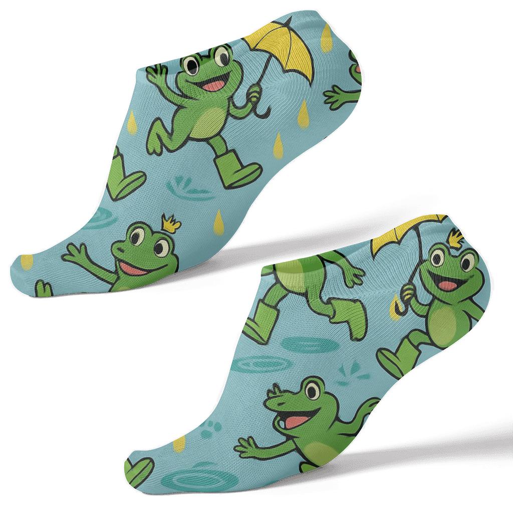 Rainy Day Frog Parade Scatter personalized ankle socks