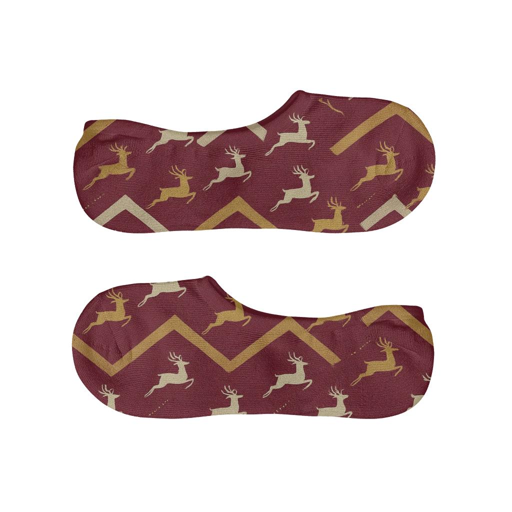 Reindeer Flight Path Holiday Chevron low cut no-show socks