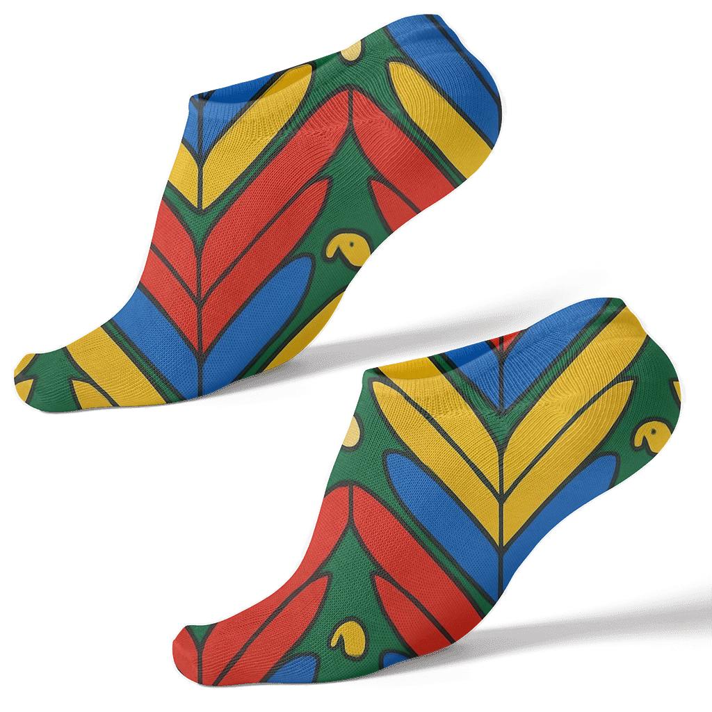 Parrot Plumage Chevron On Tropical Green trendy patterned ankle socks