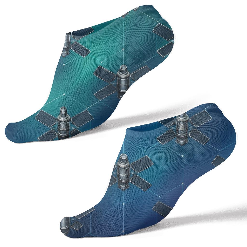 Silver Satellite Lattice On Aurora Gradient premium sports ankle socks