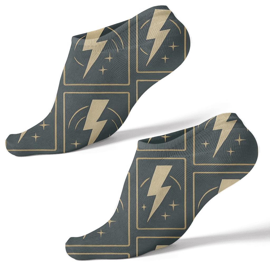 Vintage High Voltage Panel Grid designer print ankle socks