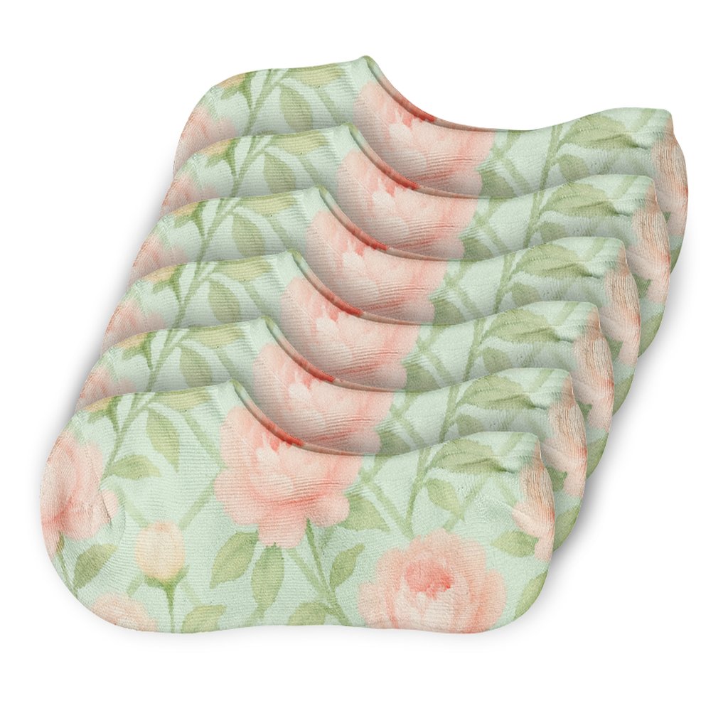 Pastel Peony Lattice Garden trendy no-show sock styles