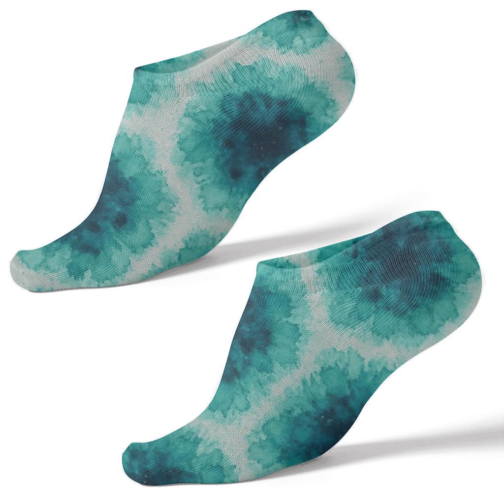 Teal Ice Dye Speckle Constellations designer print ankle socks