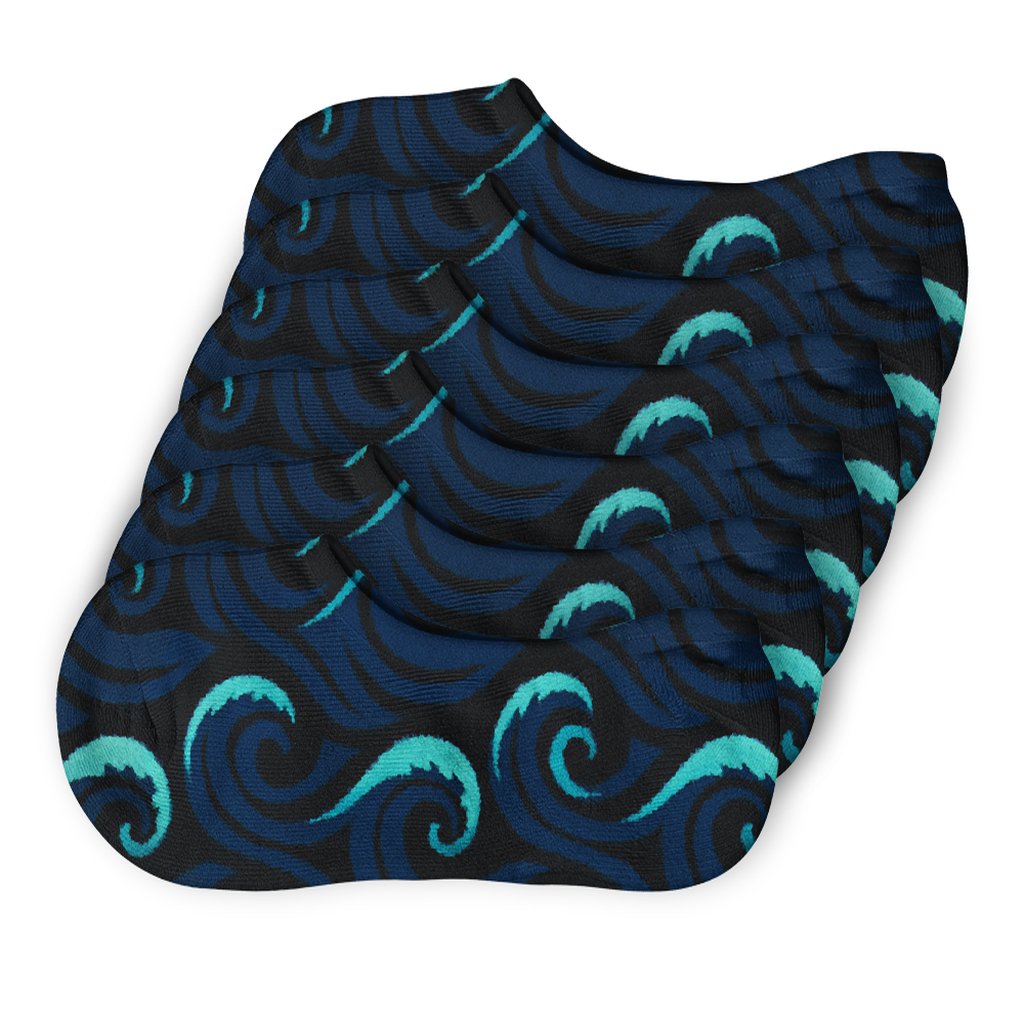 Midnight Riptide Currents Grid designer print no-show socks