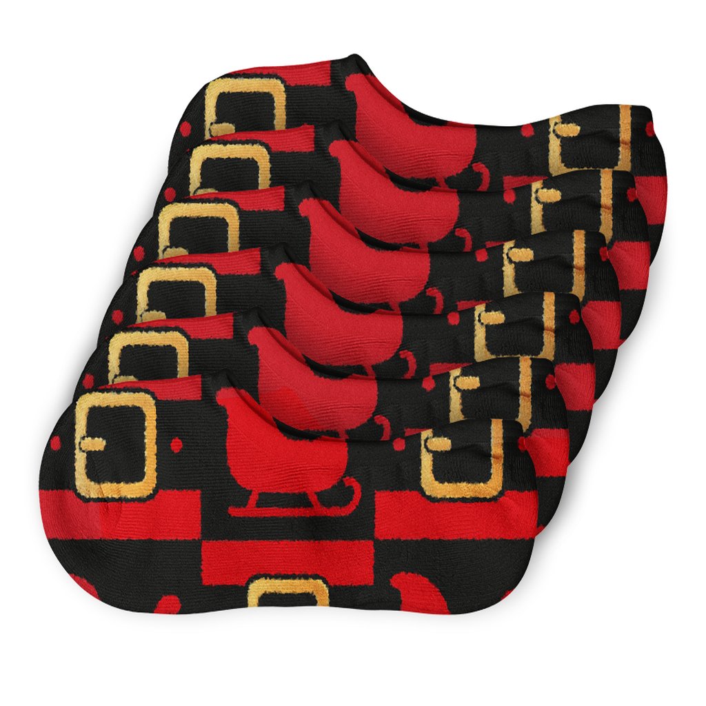 Santa Sleigh Silhouette Belt Grid comfortable invisible socks