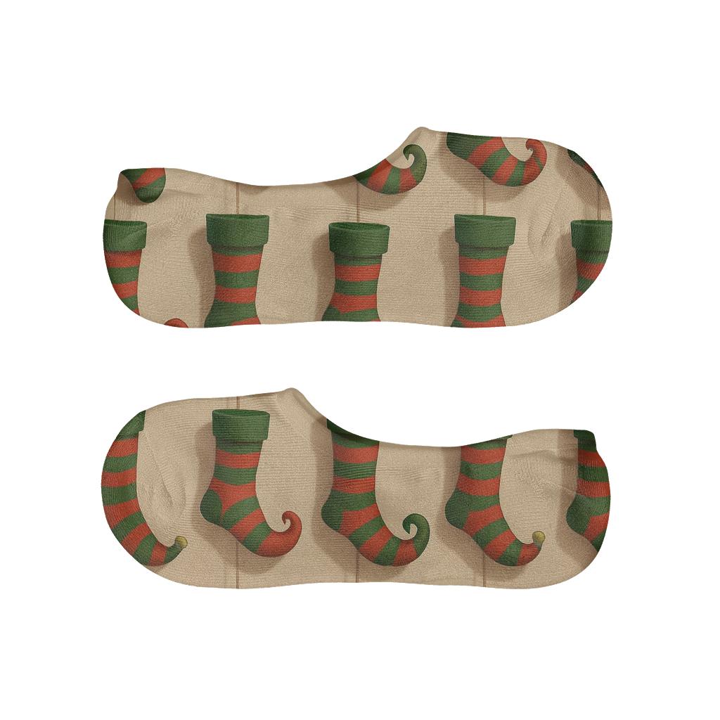 Striped Elf Socks Xmas Stripe Repeat designer print no-show socks