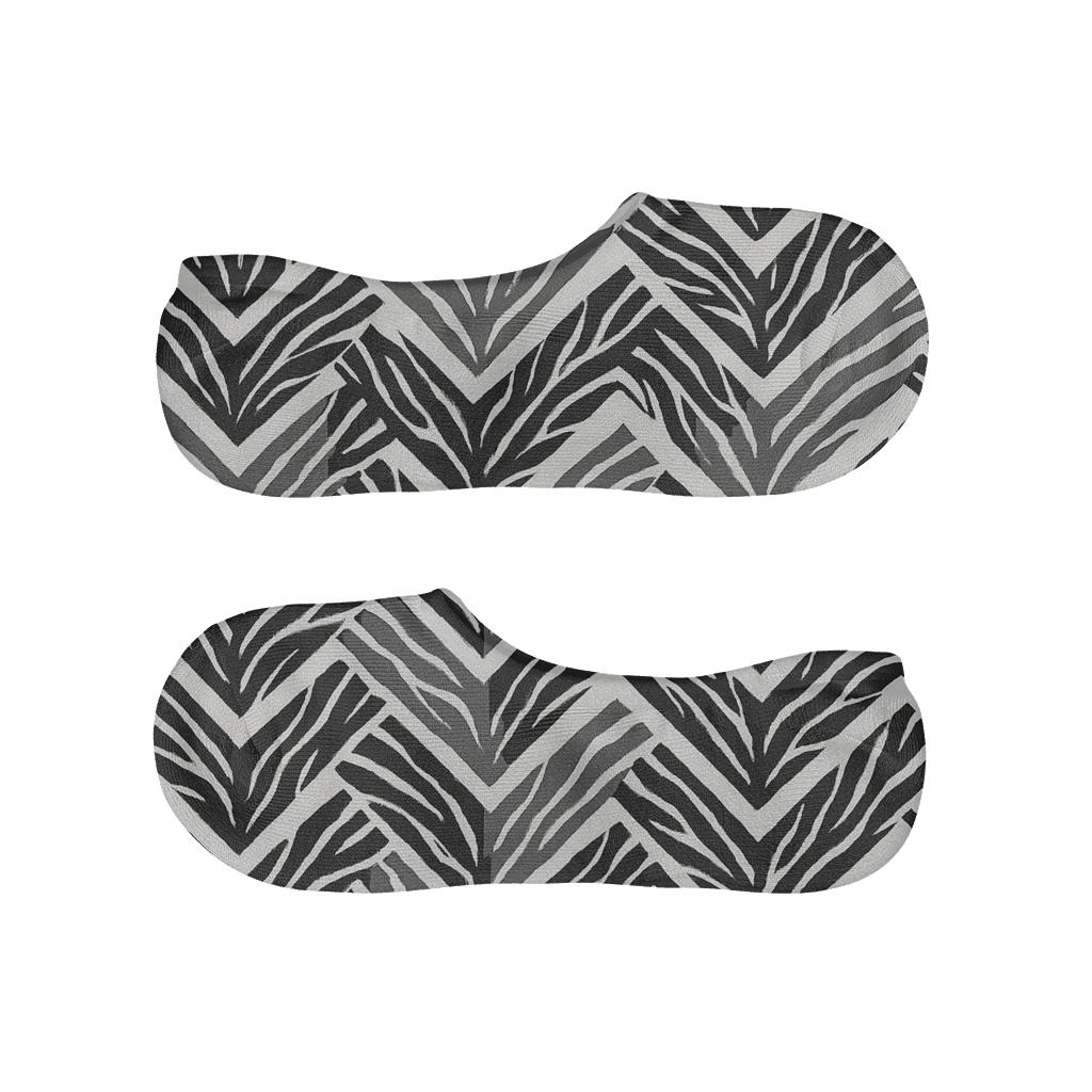 Diagonal Zebra Stripe Chevron Storm soft cotton no-show socks