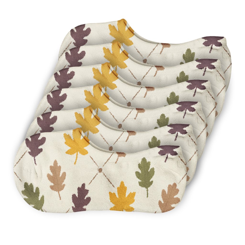 Golden Leaf Lattice On Cream Fog custom no-show socks