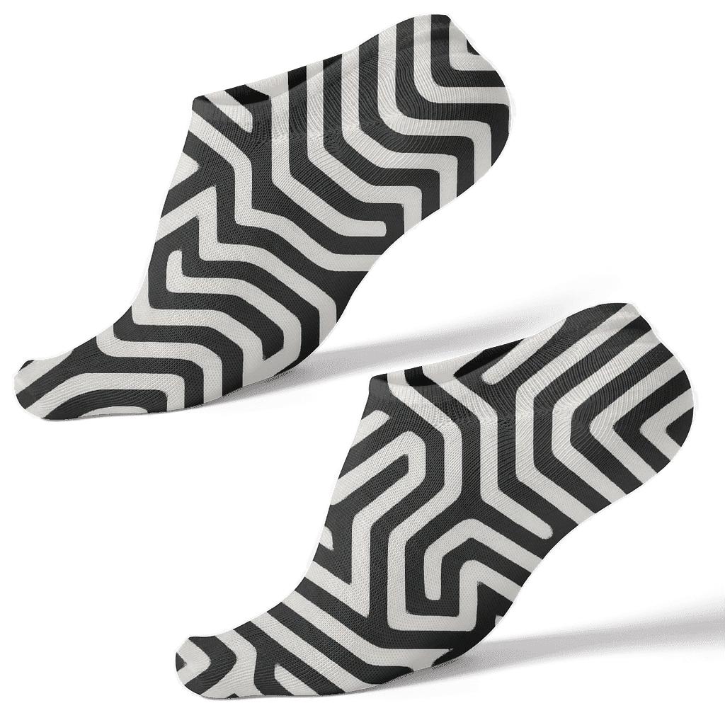 Monochrome Zebra Stripe Labyrinth stylish athletic ankle socks