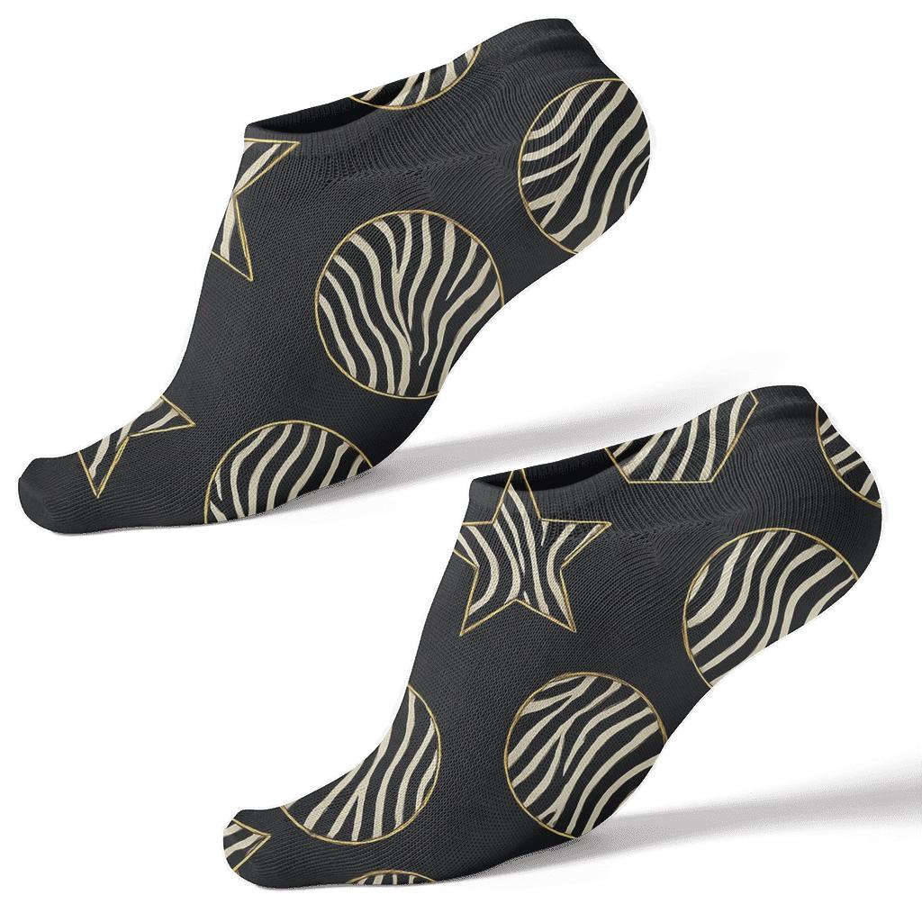 Golden Accent Zebra Stripe Constellations unique graphic ankle socks