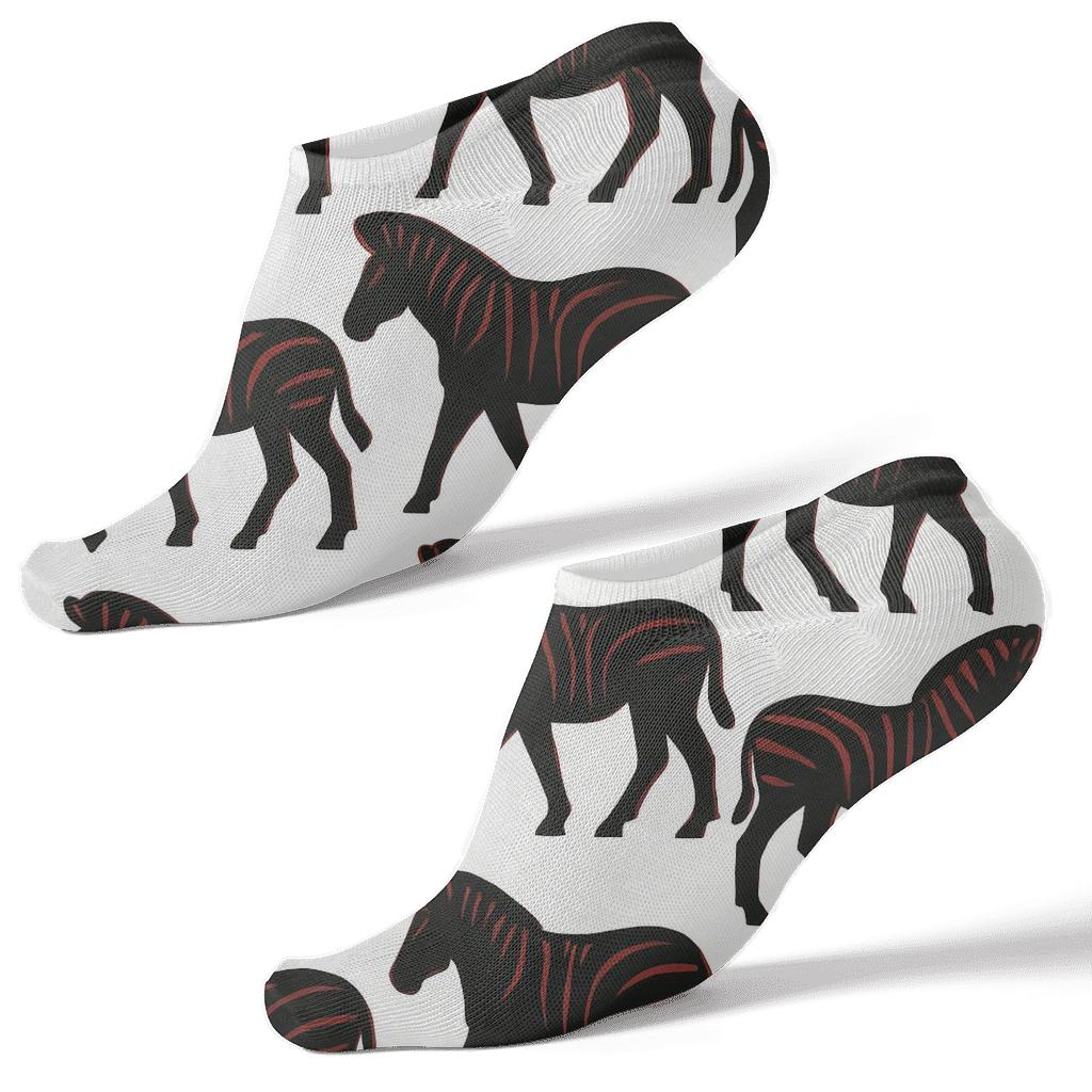 Crimson Edge Zebra Silhouette Parade soft everyday ankle socks
