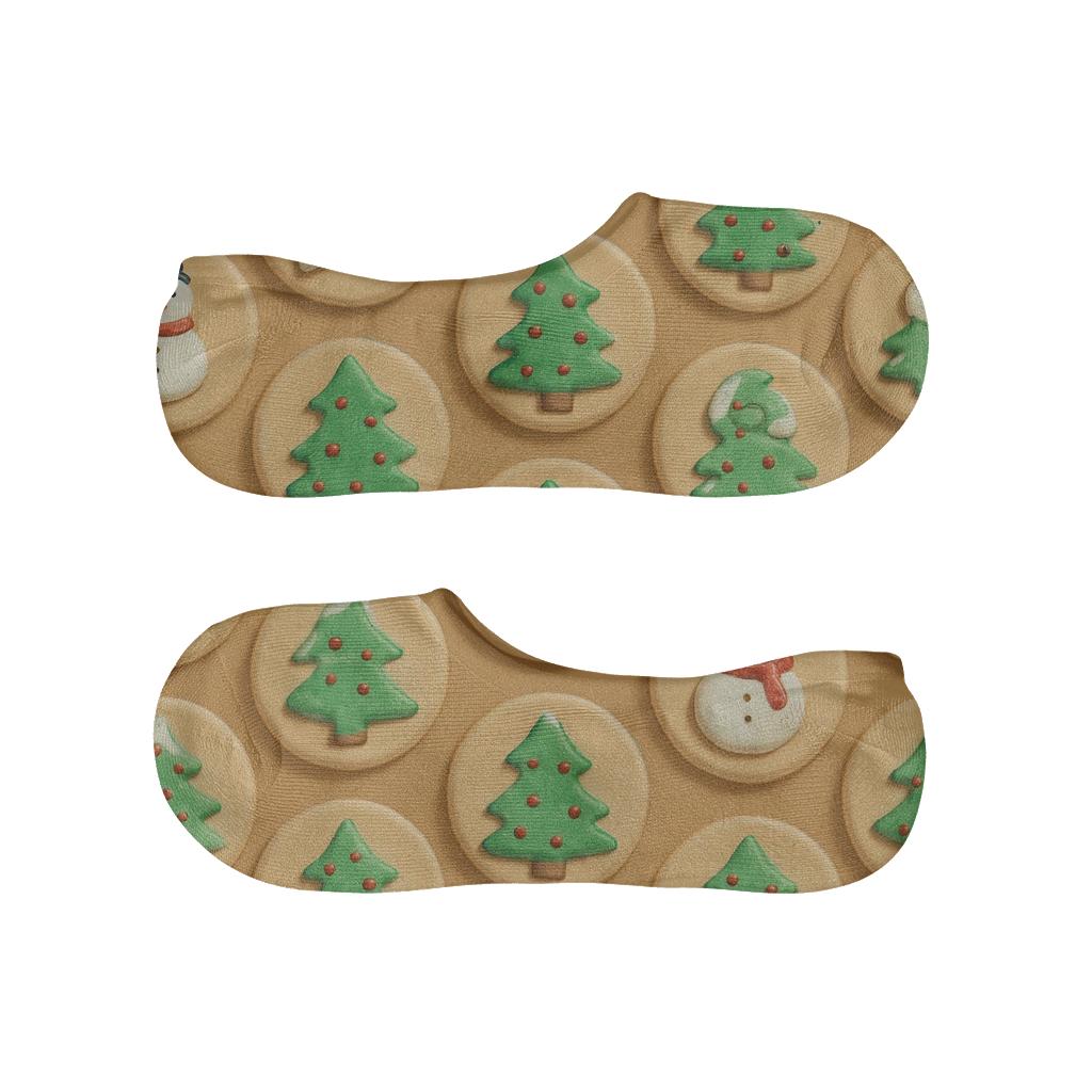 Holiday Cookie Tray Circle Repeat custom no-show socks
