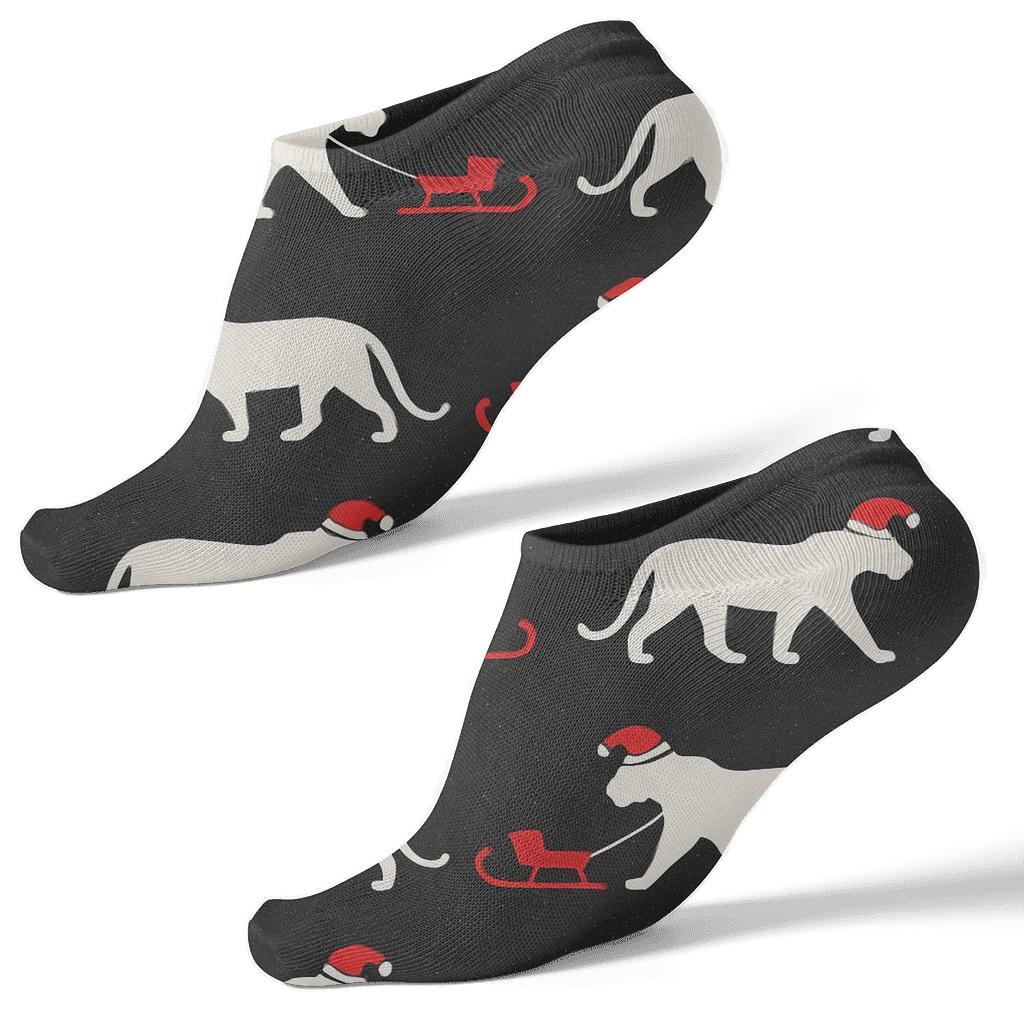 Midnight Tiger Sleigh Silhouette Grid unique graphic ankle socks
