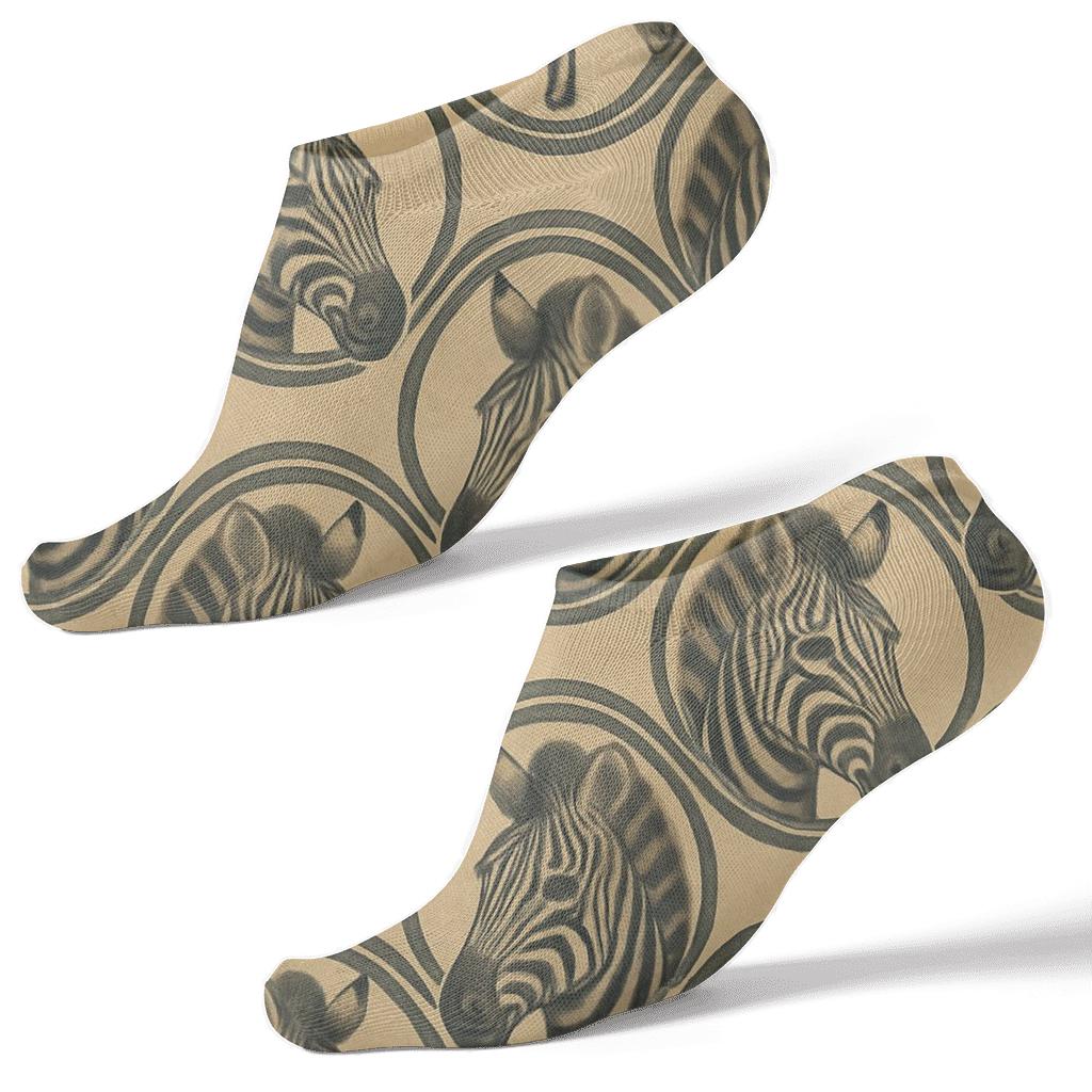 Vintage Safari Zebra Head Medallions soft everyday ankle socks
