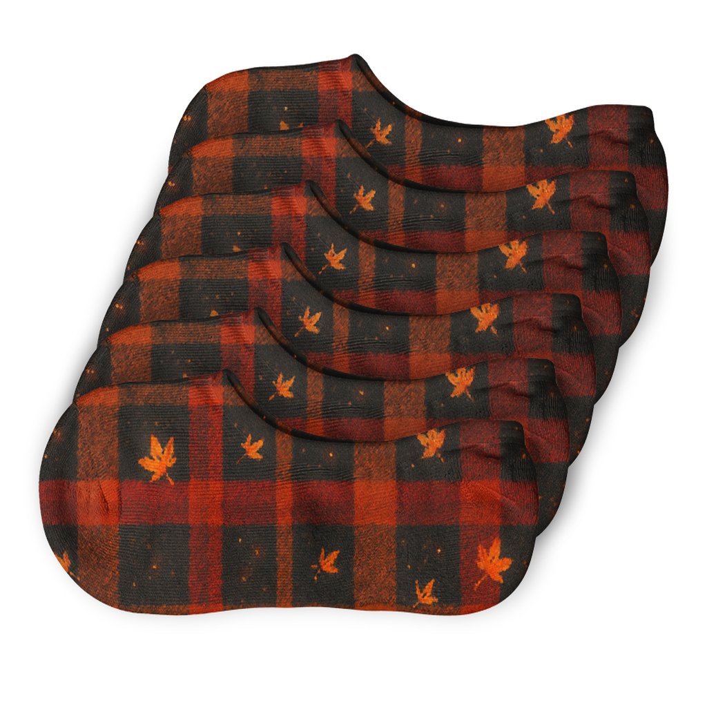 Campfire Ember Plaid With Falling Leaves personalized invisible socks