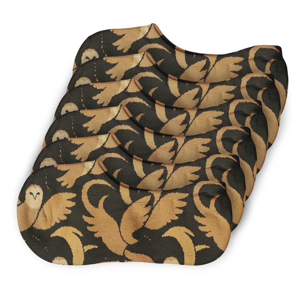 Owl Silhouette Moon Tessellation On Charcoal personalized invisible socks