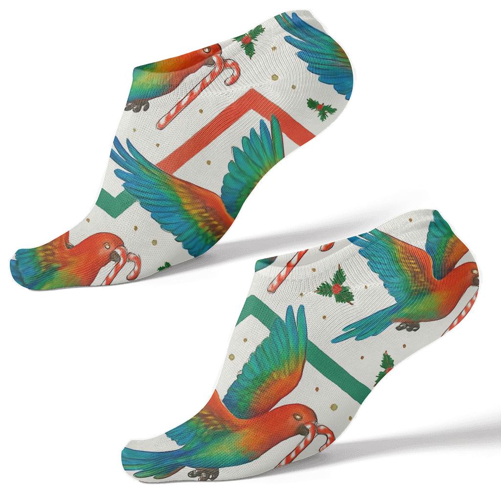 Parrot Candy Cane Chevron Flight premium sports ankle socks
