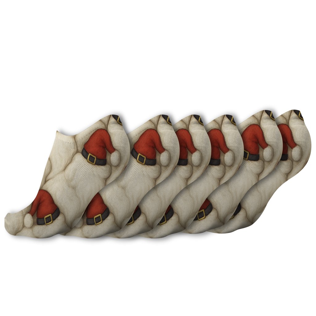 Santa-Icon Close Up Beard Tessellation trendy patterned ankle socks