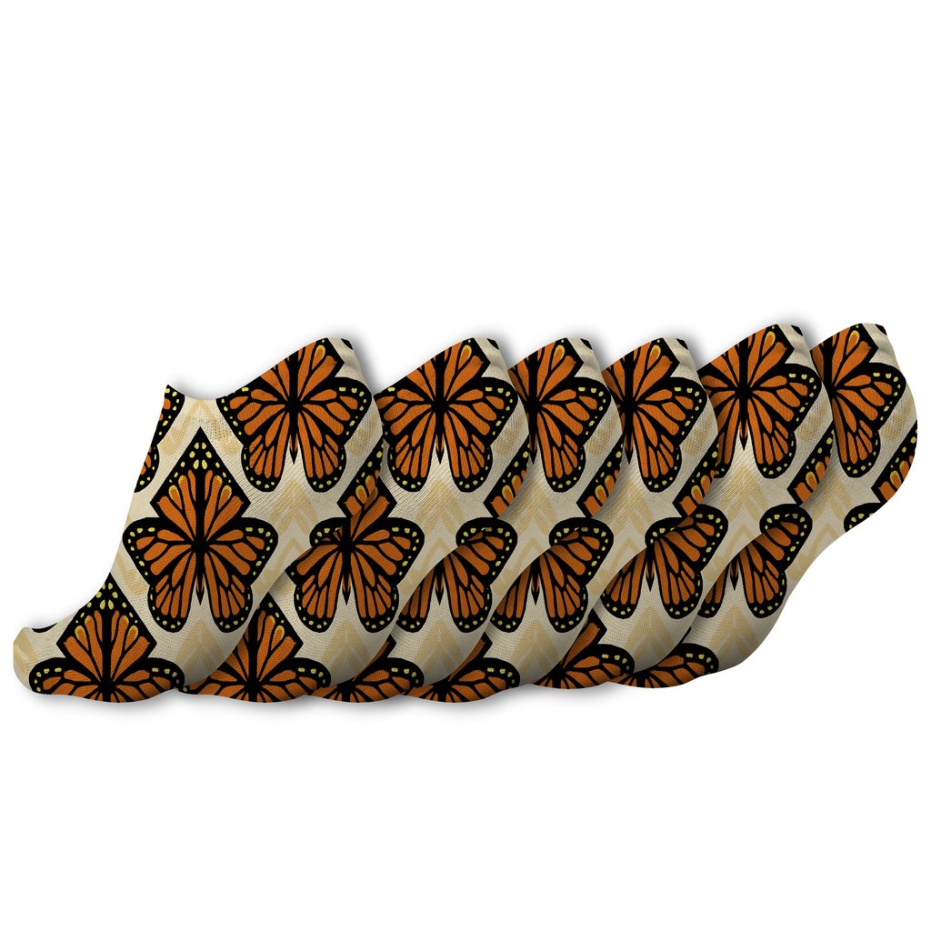 Monarch Wing Lattice On Cream Field unique graphic ankle socks