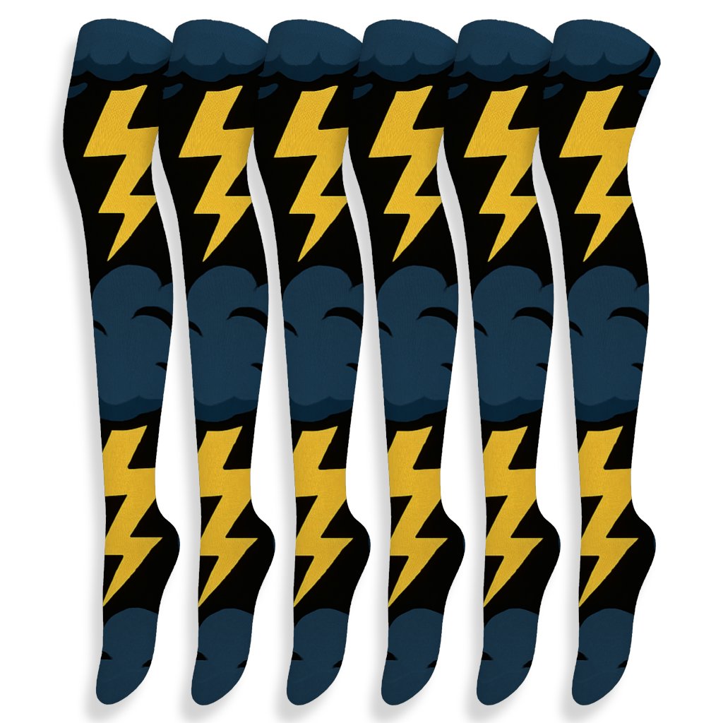 Storm Lattice Lightning Cloud Grid custom over-the-knee socks