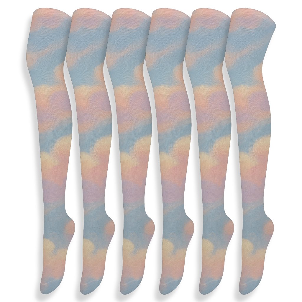 Pastel Cumulus Drift Diagonal unique graphic over-the-knee socks