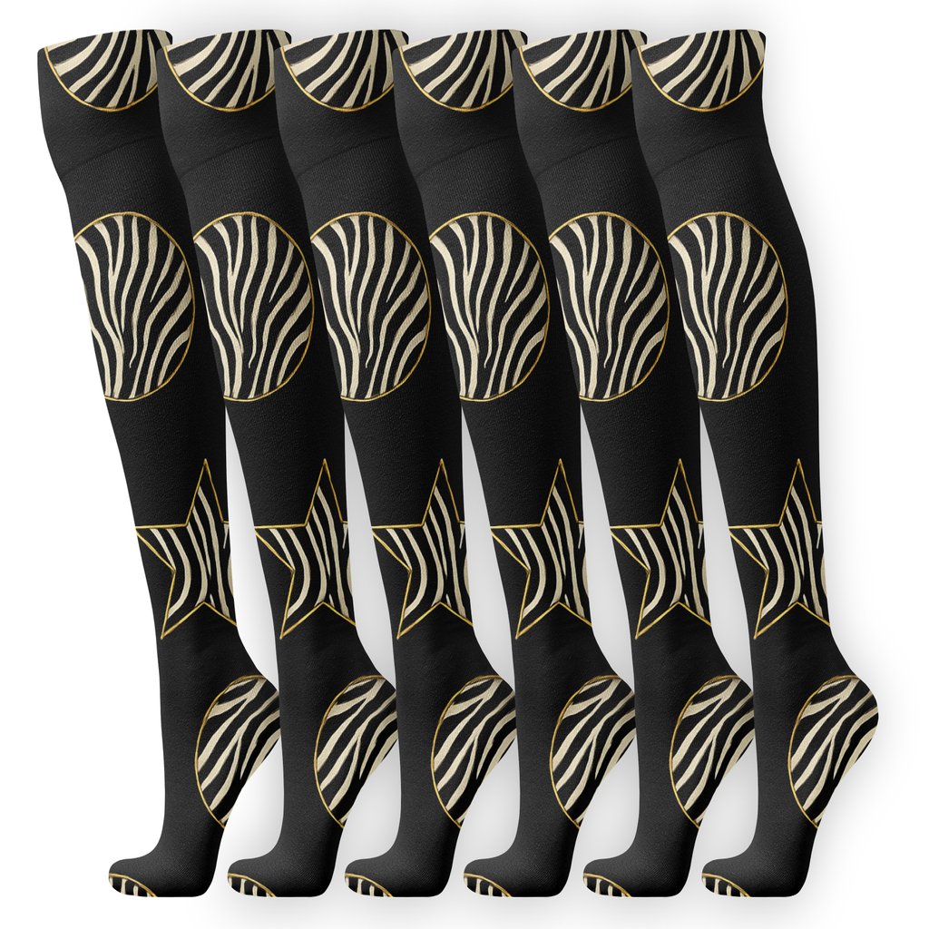 Golden Accent Zebra Stripe Constellations custom knee-high socks