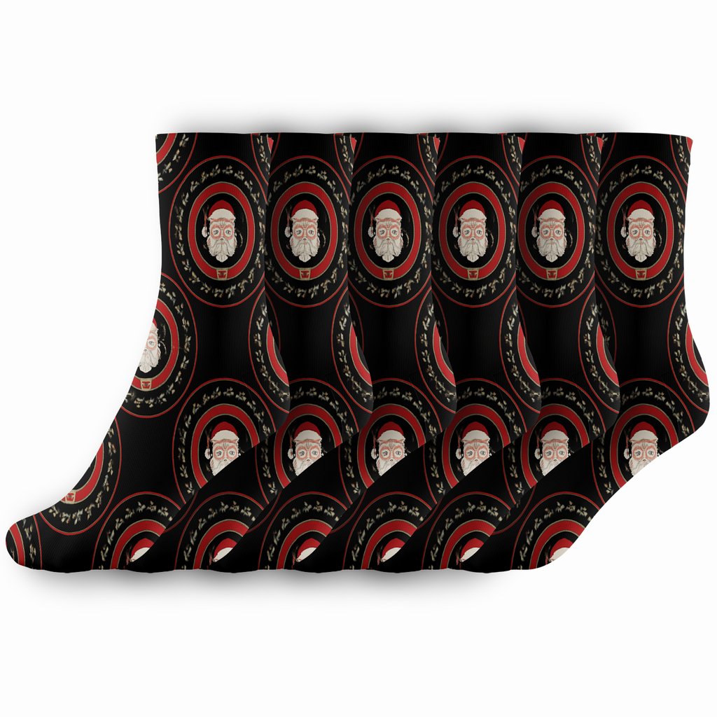 Sleigh Silhouette Ring Pattern Santa Edition soft everyday crew socks
