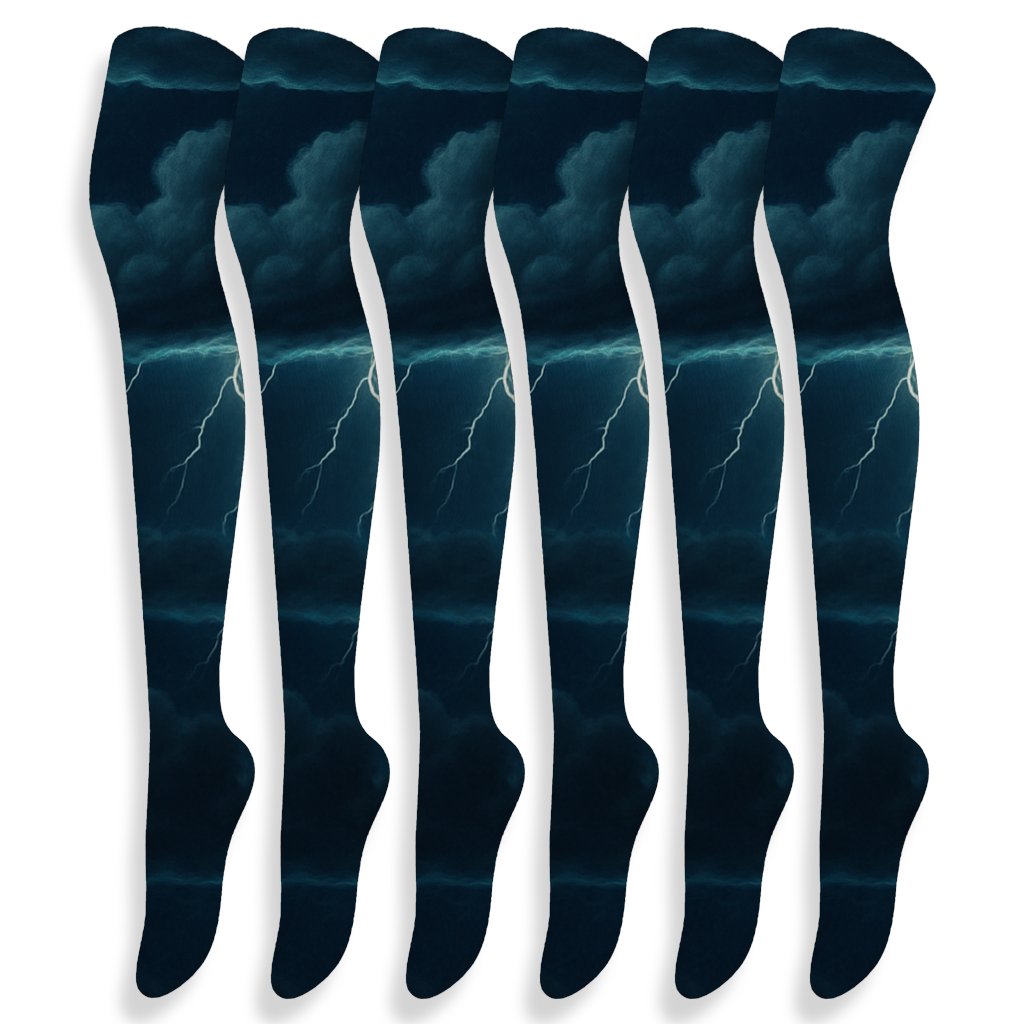 Storm Horizon Layered Fronts trendy patterned over-the-knee socks