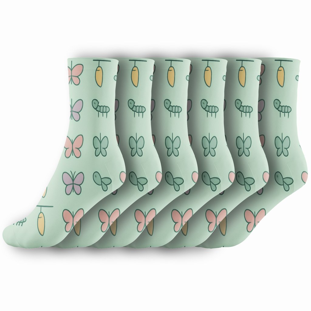 Pastel Garden Chrysalis Stripe On Soft Mint stylish athletic crew socks
