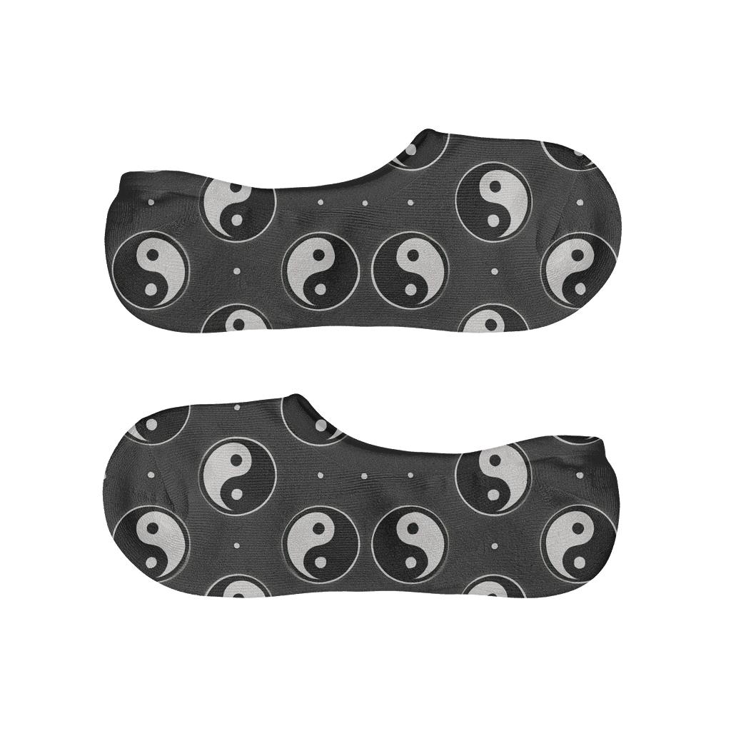 Cosmic Taijitu Orbit Grid designer printed no-show socks