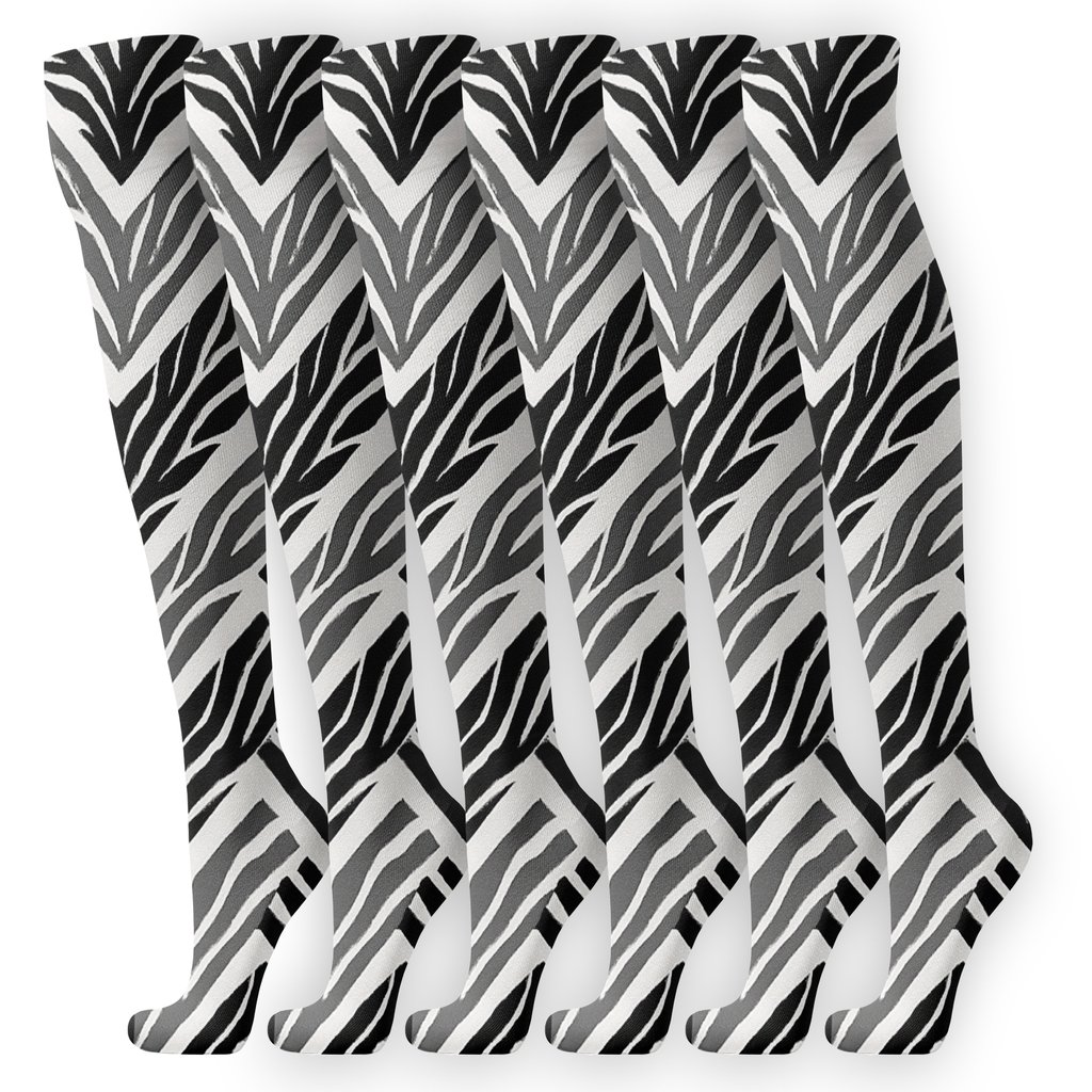 Diagonal Zebra Stripe Chevron Storm personalized knee-high socks