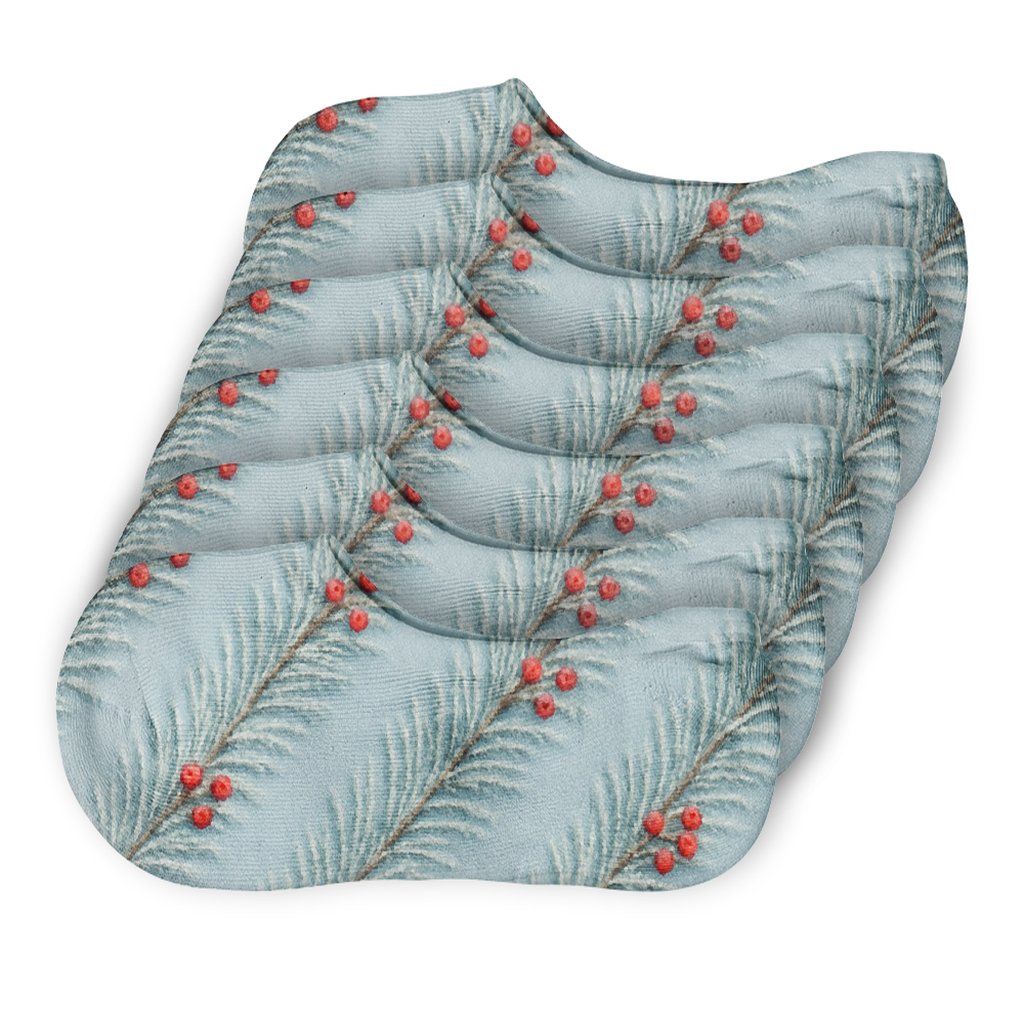 Frosted Pine Branch Xmas Diagonal comfortable low-cut socks
