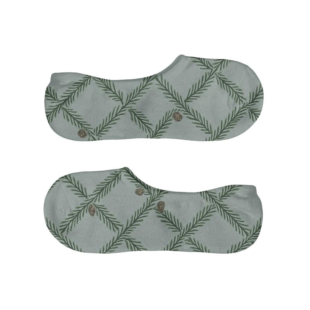 Evergreen Branches Nordic Garland Lattice anti-slip no-show socks