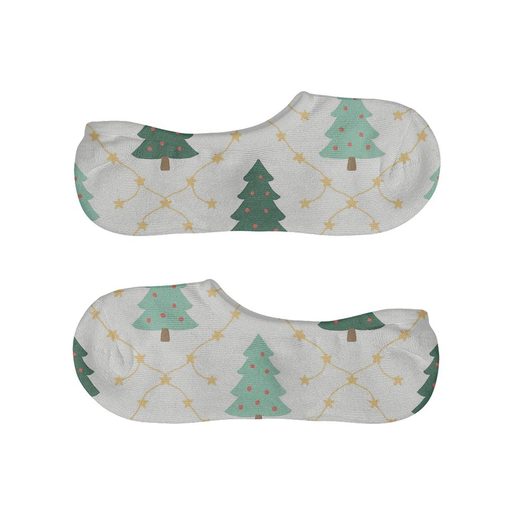 Star Garland With Christmas Tree Icons soft cotton no-show socks