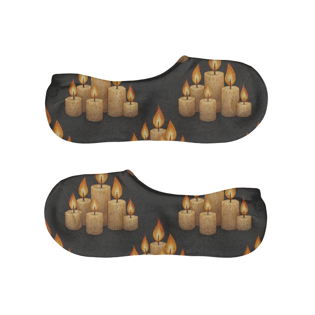 Candlelit Hearth Chevron Pattern designer printed no-show socks