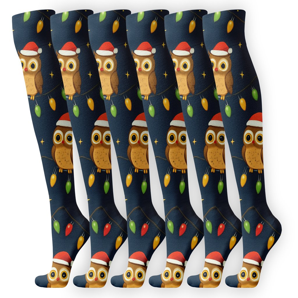 Owls On Christmas Light Wires premium sports knee-high socks