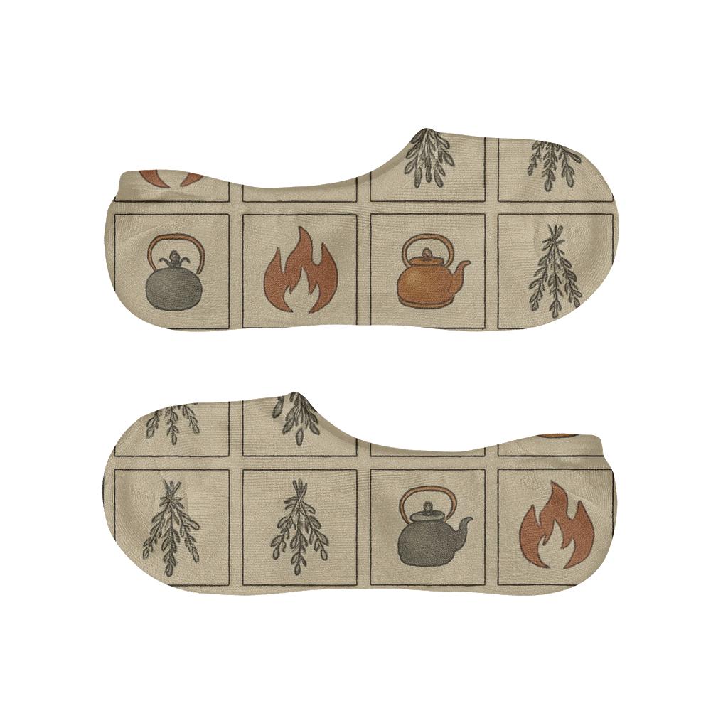 Ember Tile Lattice With Heart Mantel Herb Motifs comfortable invisible socks