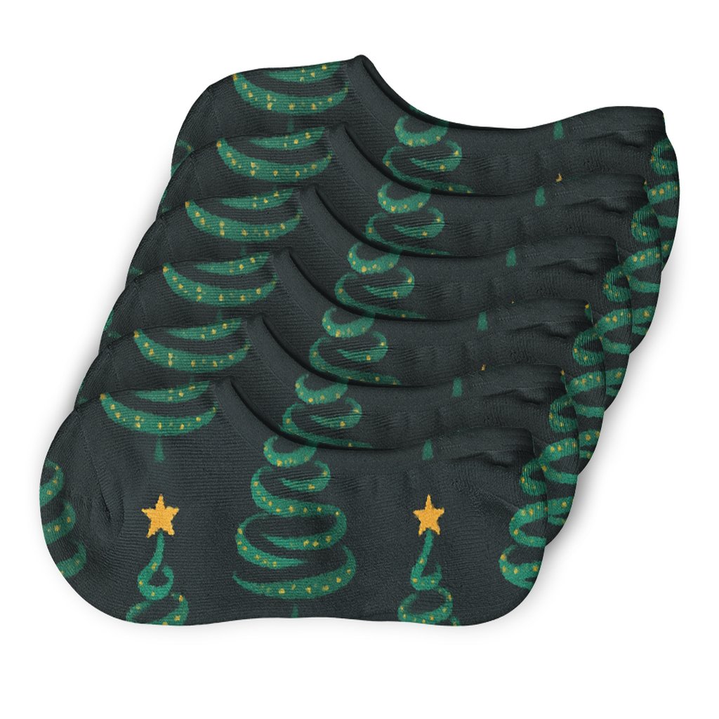 Star Topped Tree Holiday Spiral Field personalized no-show socks