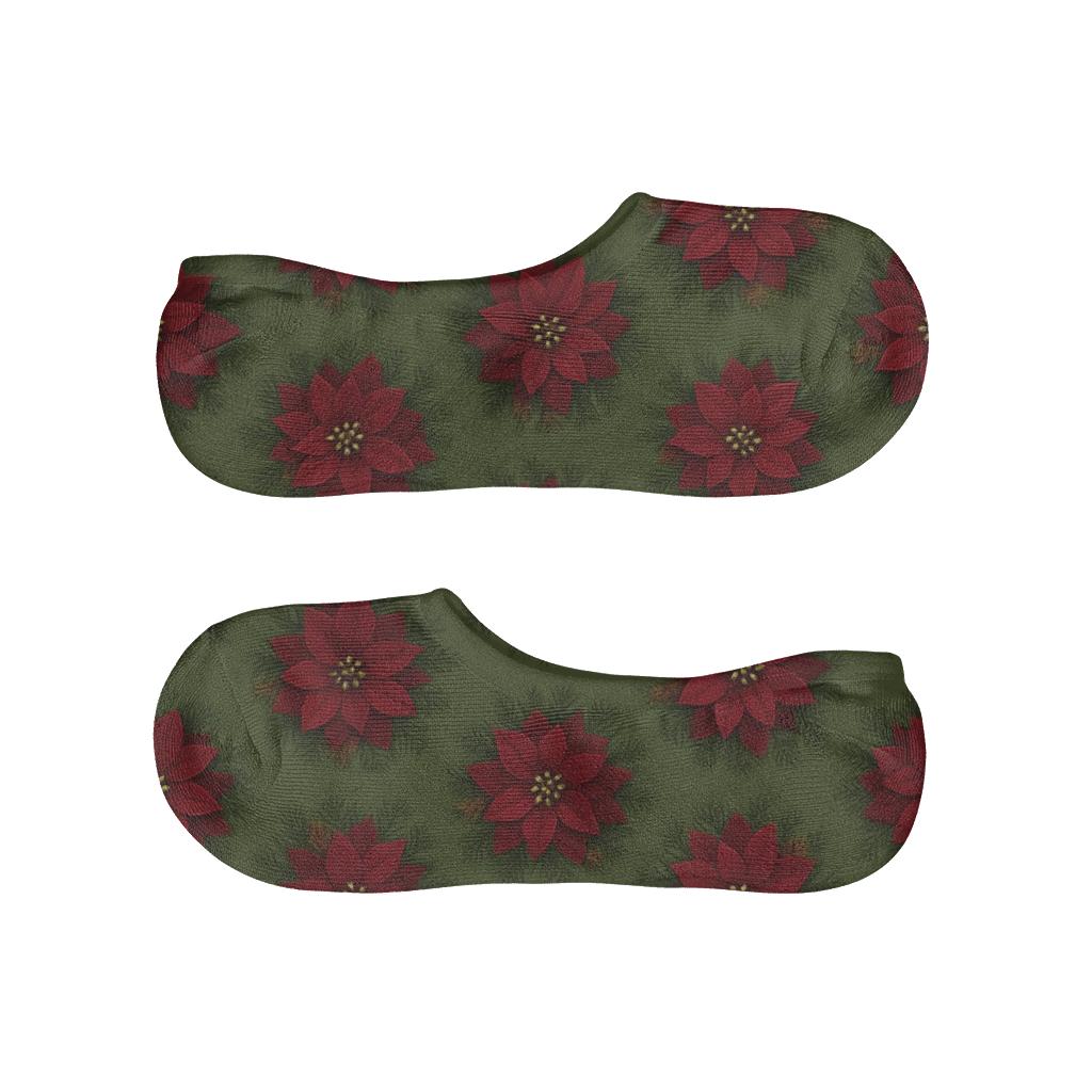 Burgundy Poinsettia Wreath Ring Repeat personalized invisible socks