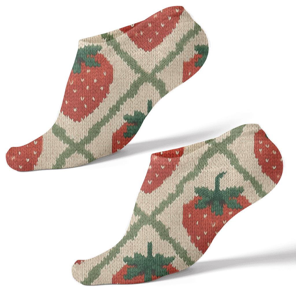 Strawberry Vine Knitted Illusion Plaid personalized ankle socks