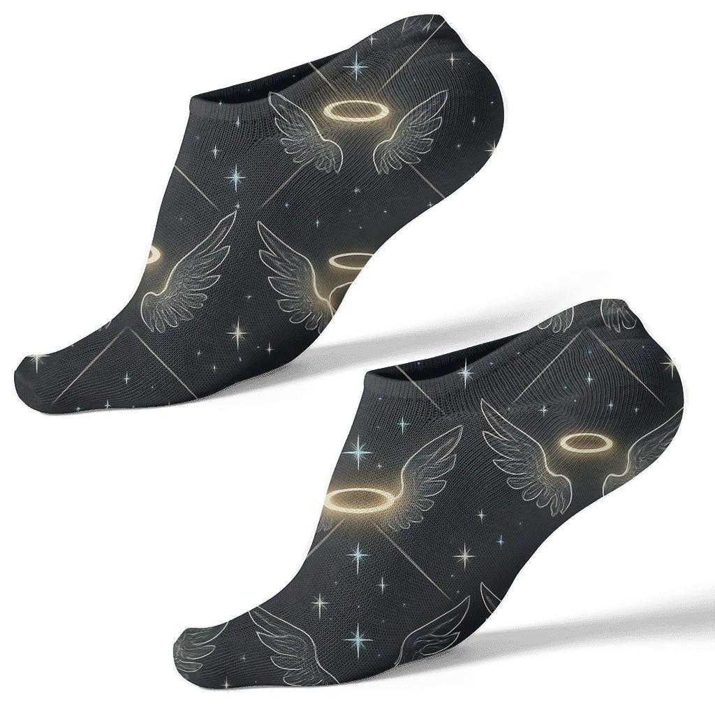 Angel Halo Lattice Over Midnight Sky personalized ankle socks